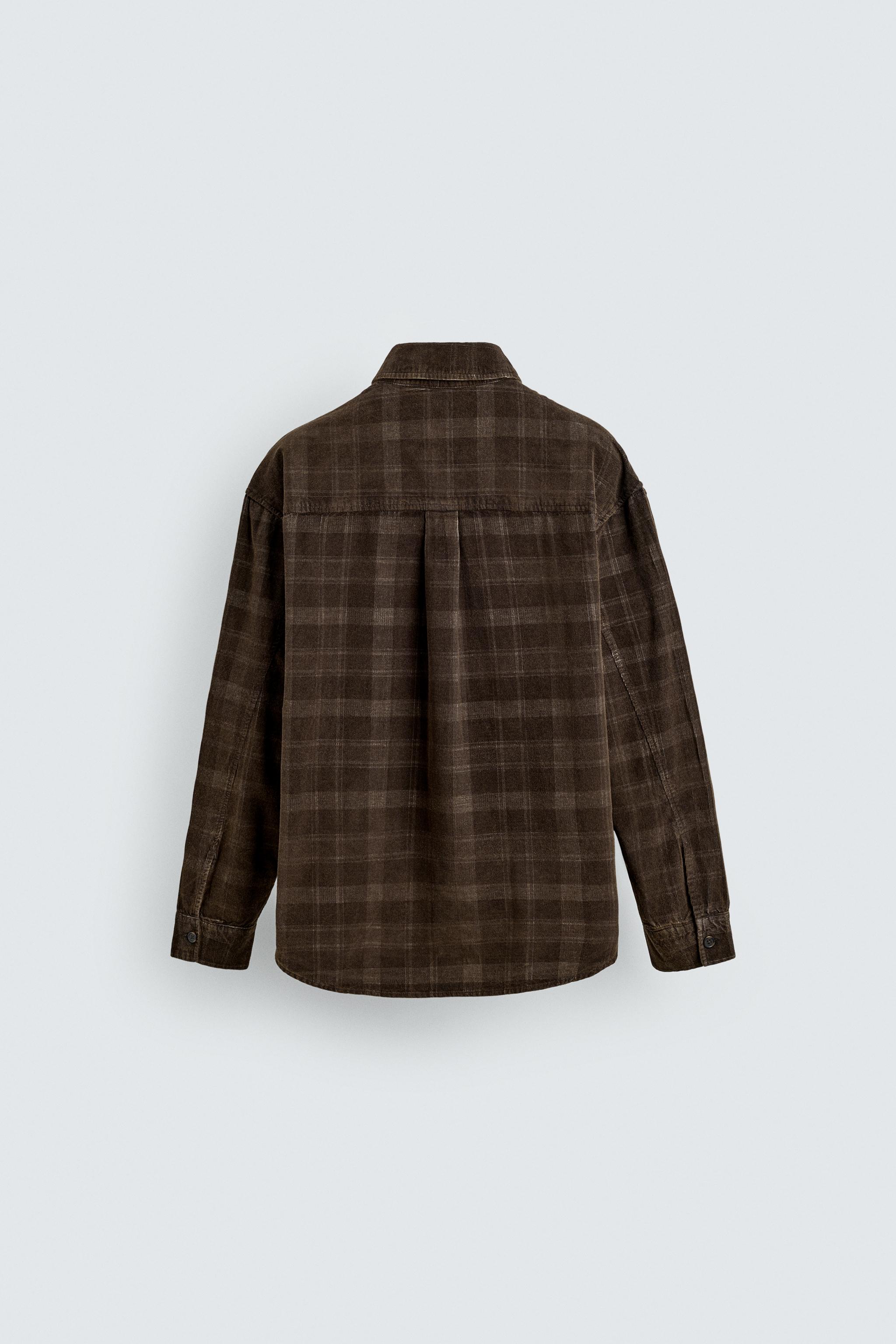 CHEMISE EN VELOURS CÔTELÉ À CARREAUX